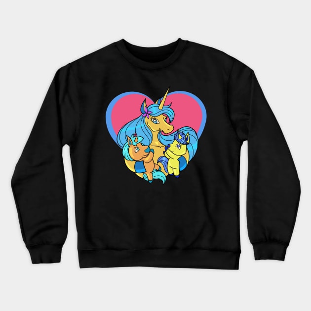 Unicorn mom with unicorn daughters Crewneck Sweatshirt by Modern Medieval Design